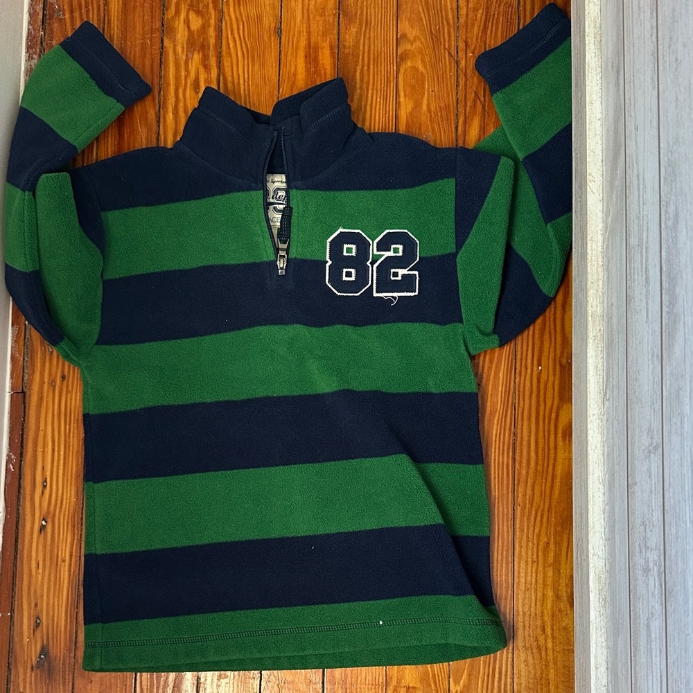 The Children's Place Navy and Green Striped Hoodie